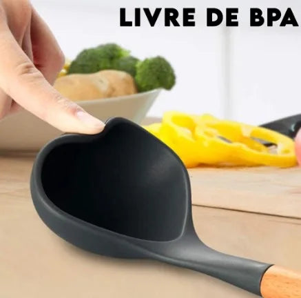 Kit 12 Peças Utensílios de Cozinha Silicone Livre de BPA Antiaderente com Suporte